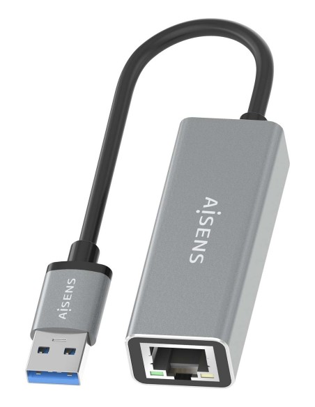 AISENS Conversor USB 3.0 a ethernet Gigabit 10 100 1000 Mbps, Gris, 15cm