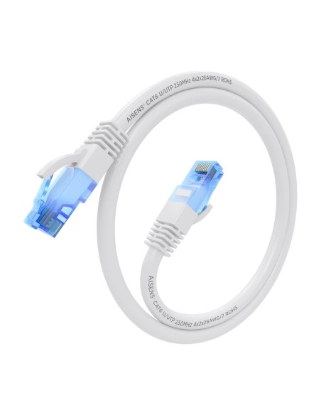 AISENS Cable De Red Latiguillo RJ45 Cat.6 UTP AWG26 CCA, Blanco, 30 cm