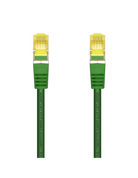 AISENS Cable De Red Latiguillo RJ45 LSZH Cat.7 600 MHz S FTP PIMF AWG26, Verde, 1.0 m