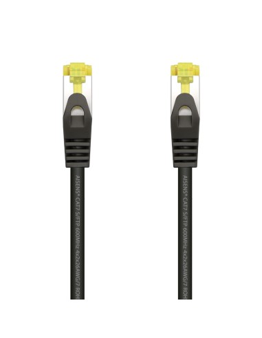 AISENS Cable De Red Latiguillo RJ45 LSZH Cat.7 600 MHz S FTP PIMF AWG26, Negro, 1.0 m