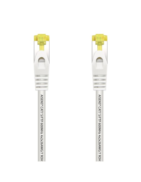 AISENS Cable De Red Latiguillo RJ45 LSZH Cat.7 600 MHz S FTP PIMF AWG26, Blanco, 1.0 m