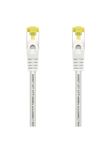 AISENS Cable De Red Latiguillo RJ45 LSZH Cat.7 600 MHz S FTP PIMF AWG26, Blanco, 2.0 m