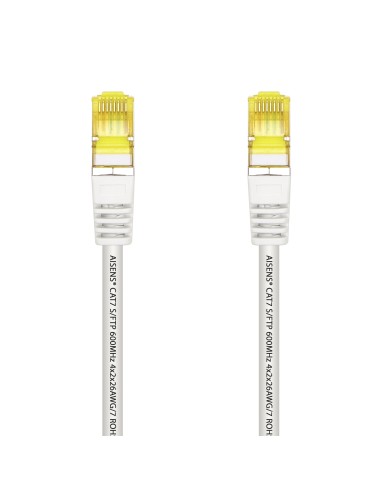 AISENS Cable De Red Latiguillo RJ45 LSZH Cat.7 600 MHz S FTP PIMF AWG26, Blanco, 0.5 m
