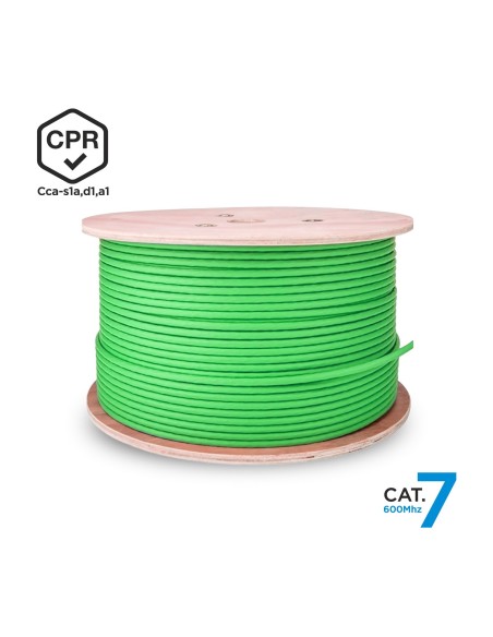 AISENS Cable de Red RJ45 LSZH CPR Cca CAT.7 600 MHZ S FTP AWG23, Verde, 500 m