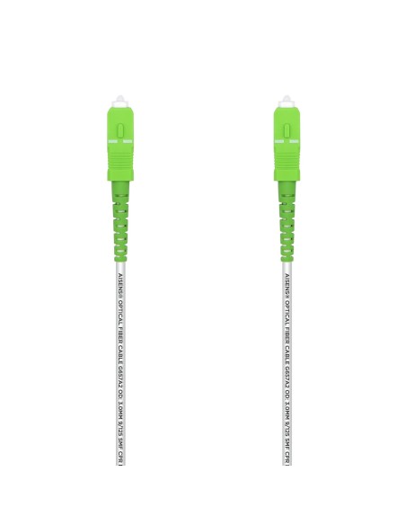 AISENS Cable Fibra Óptica Latiguillo G657A2 3.0 9 125 SMF Simplex CPR DCA LSZH, SC APC-SC APC, Blanco, 50 m