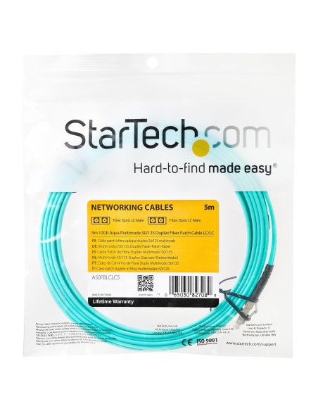 StarTech.com Cable de 5m de Fibra Óptica Multimodo OM3 LC a LC UPC - Full Duplex 50 125µm - para Redes de 100G - LOMMF VCSEL -