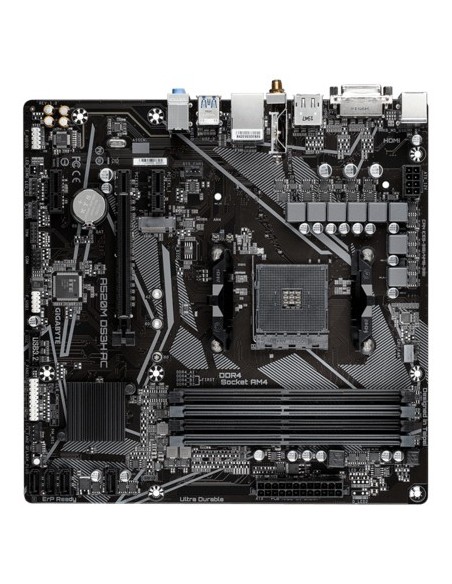GIGABYTE A520M DS3H AC Placa Base - Procesadores AMD Ryzen Serie 5000, VRM de 5+3 fases, hasta 4733 MHz DDR5 (OC), 1xPCIe 3.0