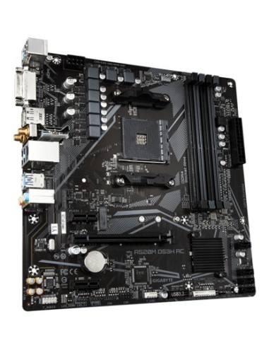 GIGABYTE A520M DS3H AC Placa Base - Procesadores AMD Ryzen Serie 5000, VRM de 5+3 fases, hasta 4733 MHz DDR5 (OC), 1xPCIe 3.0