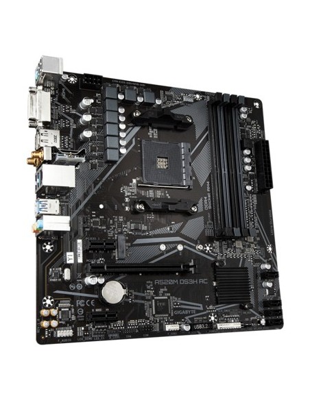 GIGABYTE A520M DS3H AC Placa Base - Procesadores AMD Ryzen Serie 5000, VRM de 5+3 fases, hasta 4733 MHz DDR5 (OC), 1xPCIe 3.0