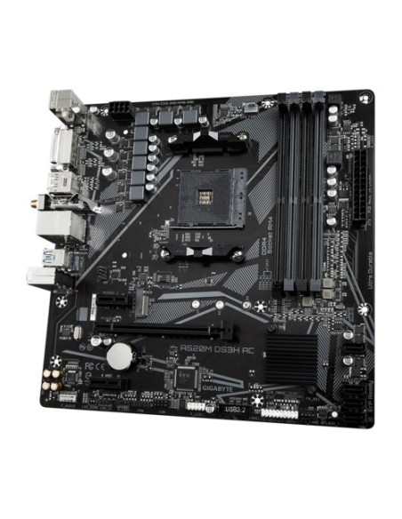 GIGABYTE A520M DS3H AC Placa Base - Procesadores AMD Ryzen Serie 5000, VRM de 5+3 fases, hasta 4733 MHz DDR5 (OC), 1xPCIe 3.0