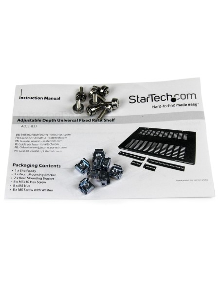StarTech.com Estante Bandeja Fijo para Gabinete Rack de Servidores con Profundidad Ajustable