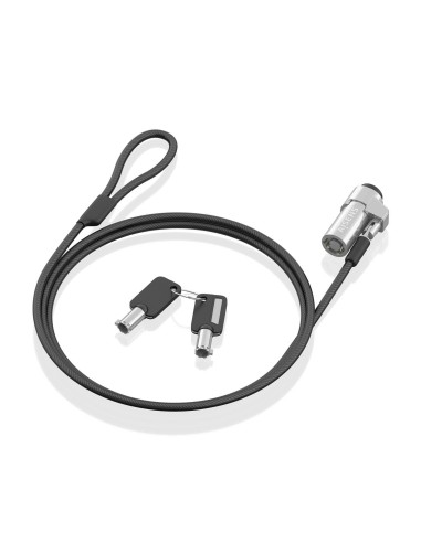 AISENS Cable de Seguridad tipo NANO con cerradura de llave para ordenador, monitor, portátil 1.5m