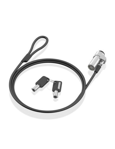 AISENS Cable de Seguridad tipo NANO con cerradura de llave para ordenador, monitor, portátil 1.5m