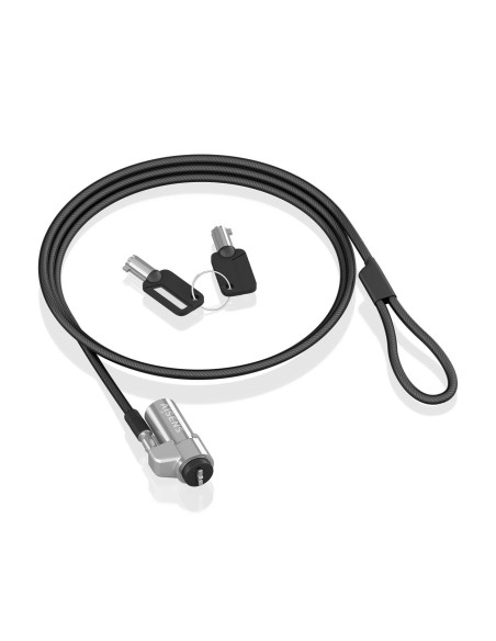 AISENS Cable de Seguridad tipo NANO con cerradura de llave para ordenador, monitor, portátil 1.5m