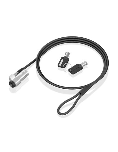 AISENS Cable de Seguridad tipo NANO con cerradura de llave para ordenador, monitor, portátil 1.5m