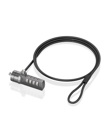 AISENS Cable de seguridad con cerradura de combinación para Ordenador, Monitor, Portátil 1.5m