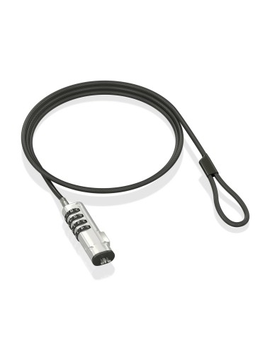 AISENS Cable de Seguridad tipo NANO con cerradura de combinación para ordenador, monitor, portátil 1.5m