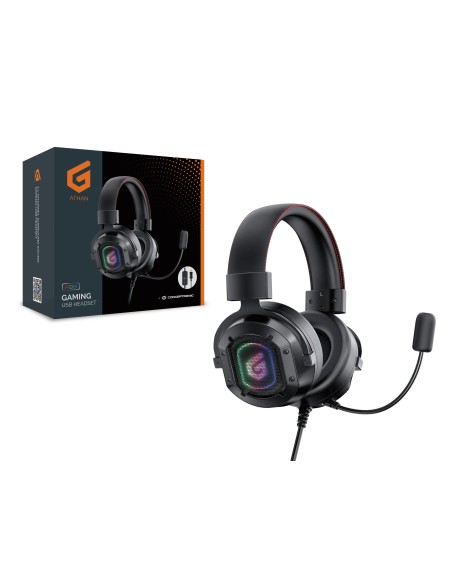 Conceptronic ATHAN02B auricular y casco Auriculares Alámbrico Diadema Juego USB tipo A Negro
