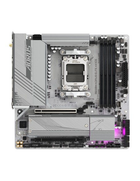 GIGABYTE B650M AORUS ELITE AX ICE Placa base - AMD Ryzen serie 9000, VRM de 12+2+2 fases, hasta 8000 MHz DDR5 (OC), 1xPCIe 5.0