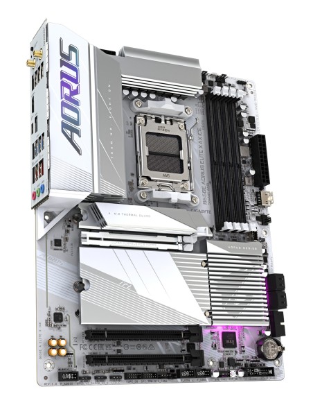 GIGABYTE B650E AORUS ELITE X AX ICE Placa base - AMD Ryzen serie 9000, VRM de 12+2+2 fases, hasta 8000 MHz DDR5 (OC), 1xPCIe
