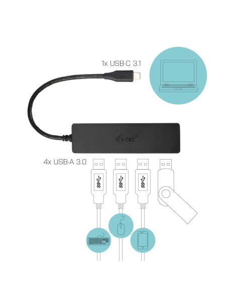 i-tec Advance USB-C Slim Passive HUB 4 Port