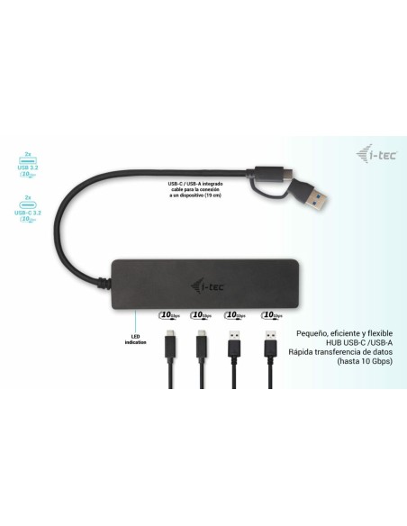i-tec Metal USB-A USB-C HUB 2x USB 3.0 + 2x USB-C (10 Gbps)