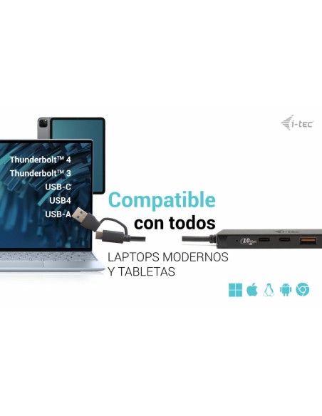 i-tec Metal USB-A USB-C HUB 2x USB 3.0 + 2x USB-C (10 Gbps)