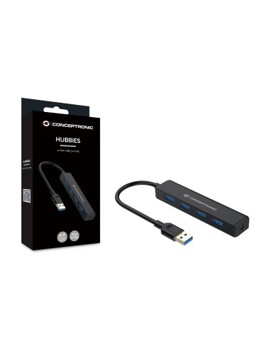 Conceptronic C4PUSB3 hub de interfaz USB 3.2 Gen 1 (3.1 Gen 1) Type-A 5000 Mbit s Negro