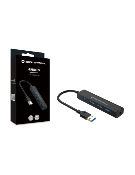 Conceptronic C4PUSB3 hub de interfaz USB 3.2 Gen 1 (3.1 Gen 1) Type-A 5000 Mbit s Negro