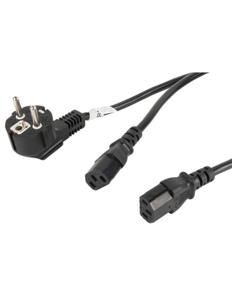 Lanberg CA-C13C-13CC-0018-BK cable de transmisión Negro 2 m C13 acoplador CEE7 7