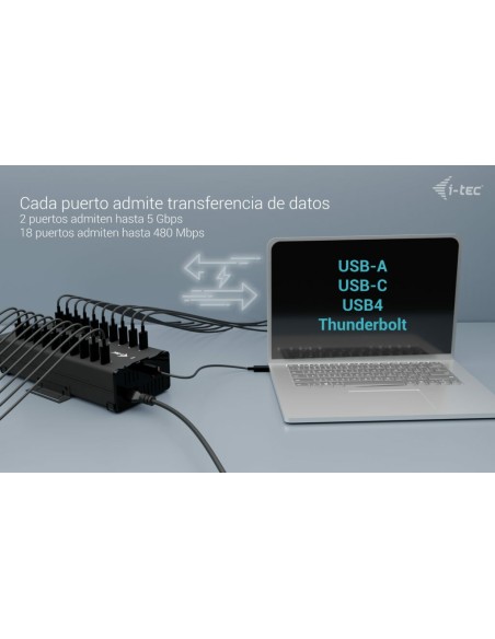 i-tec USB-C USB-A Metal Charging + data HUB, 15W per port, 20x USB-C