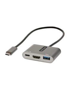 StarTech.com Adaptador Multipuertos USB C, USB Tipo C a HDMI, Vídeo de 4K, PD de 100W, Pass Through, Hub Ladrón USB 3.0 1x USBC 2