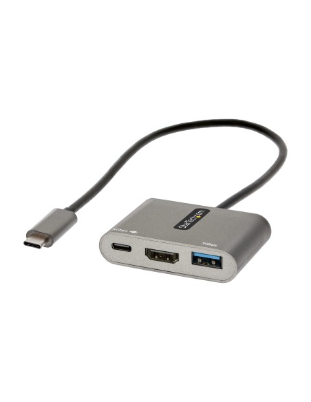 StarTech.com Adaptador Multipuertos USB C, USB Tipo C a HDMI, Vídeo de 4K, PD de 100W, Pass Through, Hub Ladrón USB 3.0 1x USBC