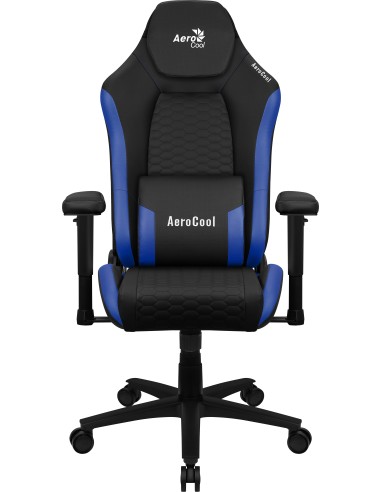 Aerocool CROWNBB Azul, Silla Gaming Ergonómica, Cojines Ajustables, Cuero Sintético Premium