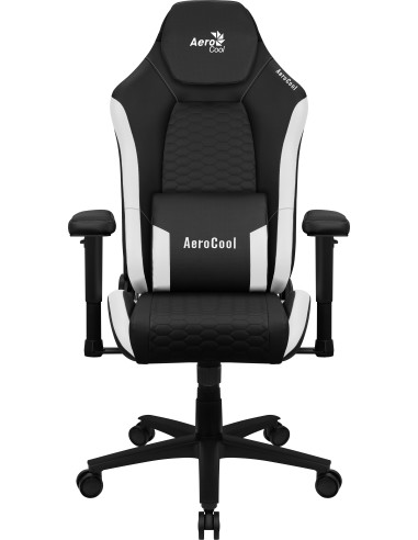 Aerocool CROWNBW Blanco, Silla Gaming Ergonómica, Cojines Ajustables, Cuero Sintético Premium
