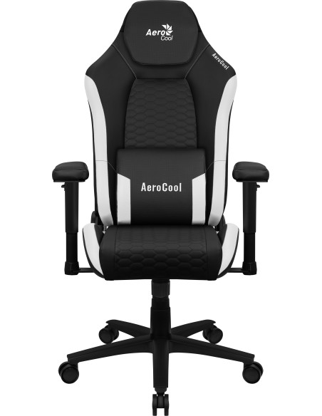 Aerocool CROWNBW Blanco, Silla Gaming Ergonómica, Cojines Ajustables, Cuero Sintético Premium