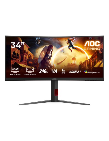 AOC G4 CU34G4Z pantalla para PC 86,4 cm (34") 3440 x 1440 Pixeles Wide Quad HD LED Negro, Rojo