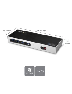 StarTech.com Dock USB-C y USB-A - Docking Station para 2 Monitores DisplayPort y HDMI de 4K 60Hz - Replicador de Puertos USB 2