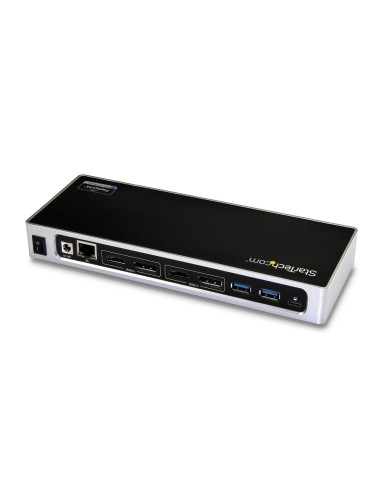 StarTech.com Dock USB-C y USB-A - Docking Station para 2 Monitores DisplayPort y HDMI de 4K 60Hz - Replicador de Puertos USB