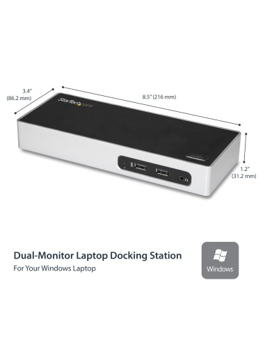 StarTech.com Replicador de Puertos USB 3.0 - Docking Station de Portátil para Dos Pantallas con Vídeo HDMI & DVI VGA - Ladrón