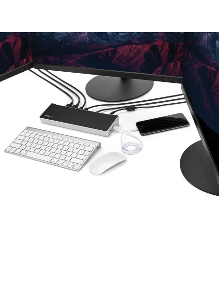 StarTech.com Dock USB-C para 3 Monitores 4K - Hub Ladrón de 5 Puertos USB 3.2 5Gbps - HDMI y DisplayPort - Mac y Windows -