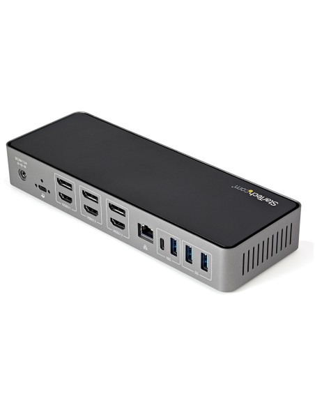 StarTech.com Docking Station USB-C y USB-A 10Gb - Replicador de Puertos Híbrido Universal para 3 Monitores DisplayPort y HDMI