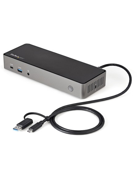 StarTech.com Docking Station USB-C y USB-A 10Gb - Replicador de Puertos Híbrido Universal para 3 Monitores DisplayPort y HDMI