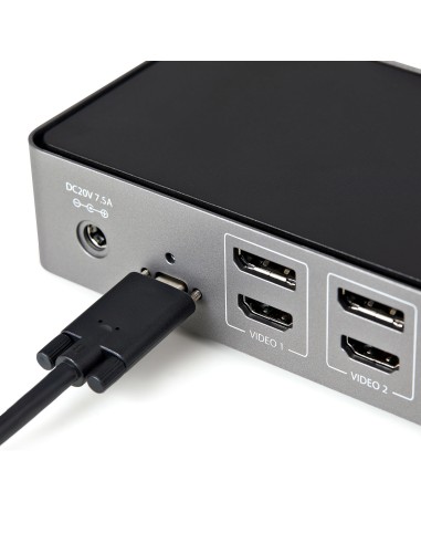 StarTech.com Docking Station USB-C y USB-A 10Gb - Replicador de Puertos Híbrido Universal para 3 Monitores DisplayPort y HDMI