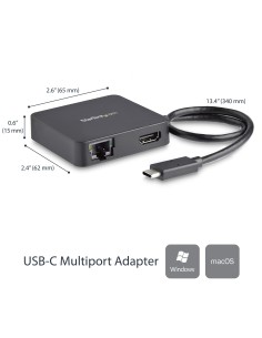 StarTech.com Adaptador Multipuertos USB C - Mini Dock Portátil USB-C 4K HDMI - Gigabit Ethernet - Hub USB 3.0 (1x USB-A 1x 2