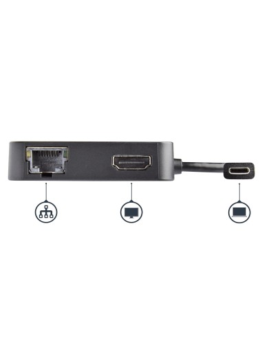 StarTech.com Adaptador Multipuertos USB C - Mini Dock Portátil USB-C 4K HDMI - Gigabit Ethernet - Hub USB 3.0 (1x USB-A 1x