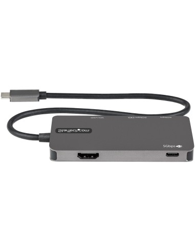 StarTech.com Adaptador Multipuertos USB C - USB C a HDMI de 4K - 100W de Entrega de Alimentación PD - SD - MicroSD - Hub Ladrón