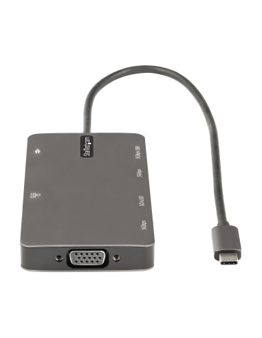 StarTech.com Adaptador Multipuertos USB C - Docking Station de Viajes HDMI 4K 30Hz o VGA - Hub Ladrón USB 3.0 de 5Gbps (USB-A  