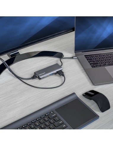 StarTech.com Adaptador Multipuertos USB-C - Docking Station Portátil USB Tipo C a HDMI de 4K - Hub Ladrón USB 3.0 de 2 Puertos
