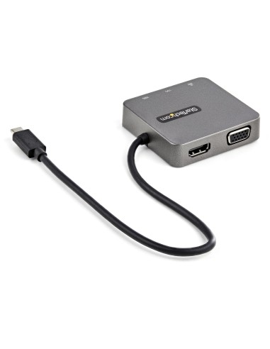 StarTech.com Adaptador Multipuertos USB-C - Docking Station USB Tipo C - HDMI o VGA - con Cable de 29cm - con Puertos USB A y
